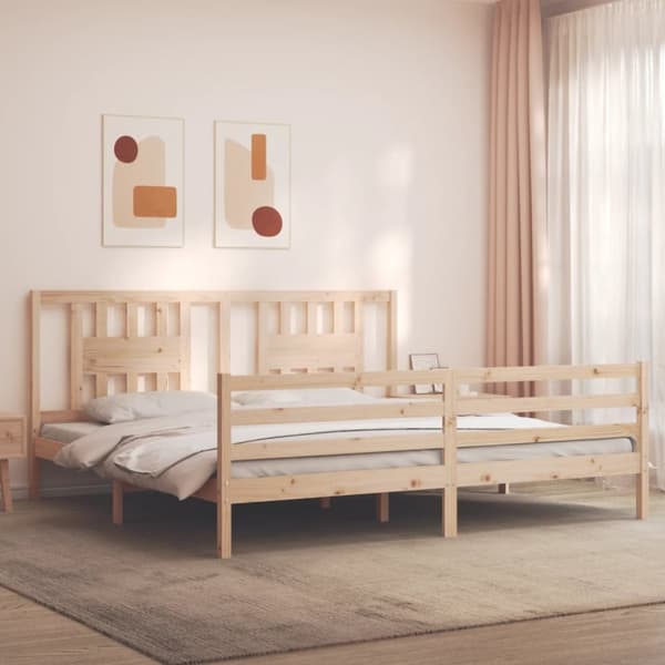 Sängynrunko päädyllä 200x200 cm täysi puu