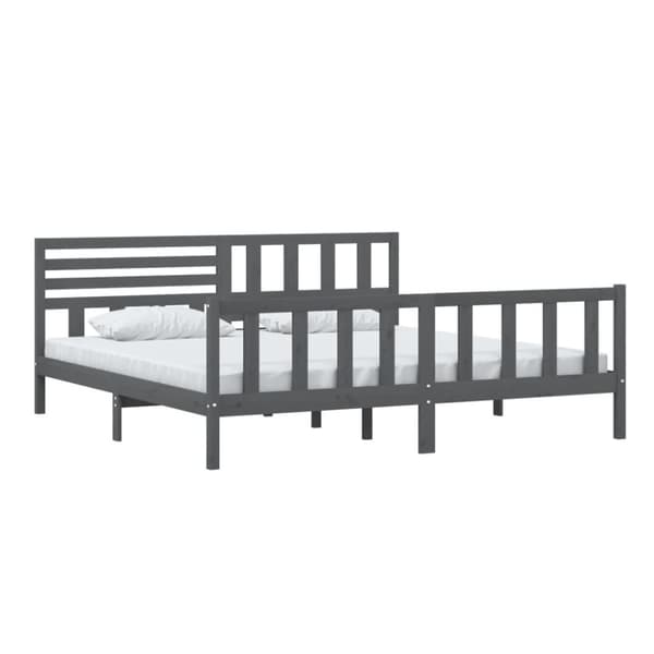 sengeramme 200x200 cm massivt træ grå