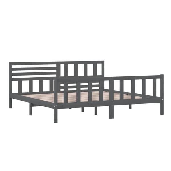 sengeramme 200x200 cm massivt træ grå