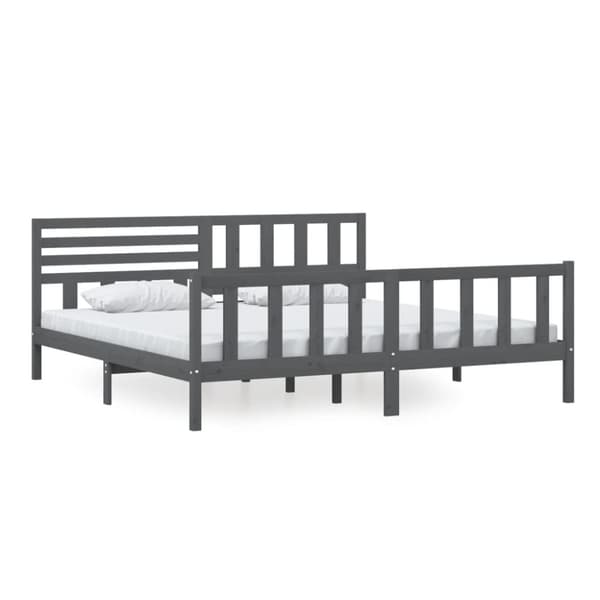 sengeramme 200x200 cm massivt træ grå