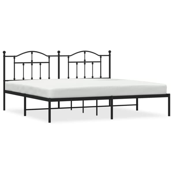 sengeramme med sengegavl 200x200 cm metal sort