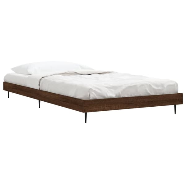 Sängram utan madrass brun ek 90x190 cm konstruerad trä