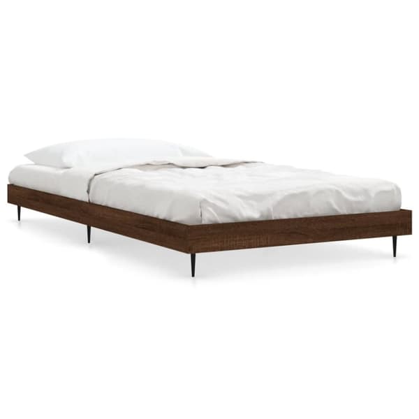 Sängram utan madrass brun ek 90x190 cm konstruerad trä