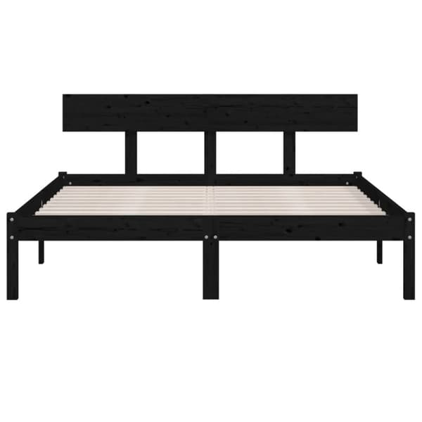 sengeramme 135x190 cm Double massivt fyrretræ sort
