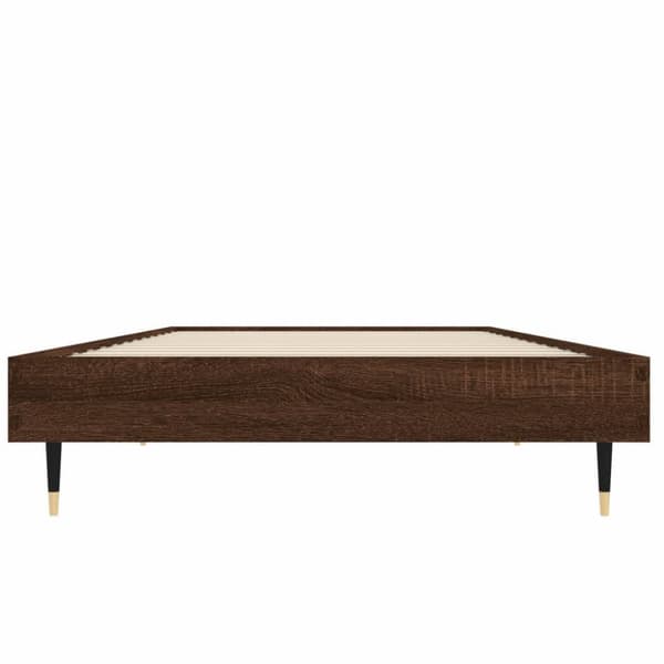 Sängram utan madrass brun ek 75x190 cm konstruerad trä