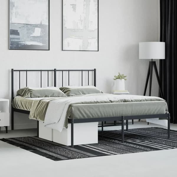 sengeramme med sengegavl 150x200 cm metal sort