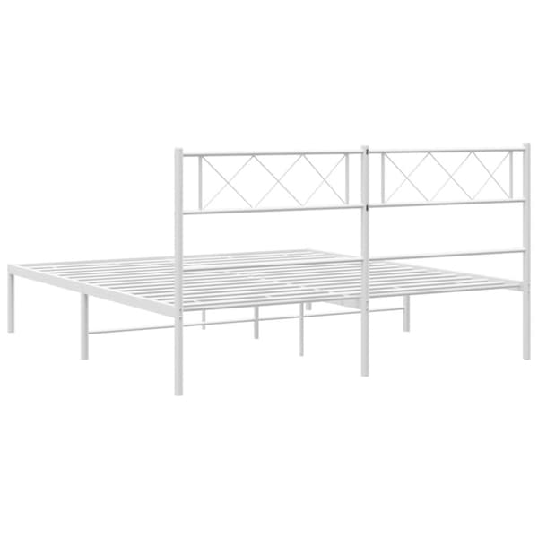sengeramme med sengegavl 135x190 cm metal hvid