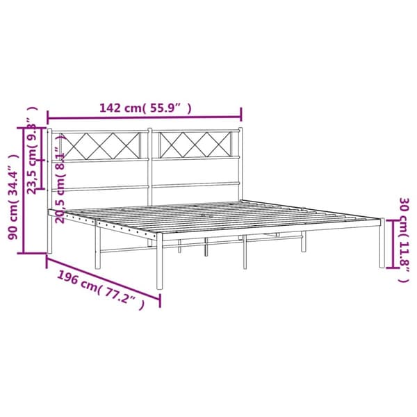 sengeramme med sengegavl 135x190 cm metal hvid