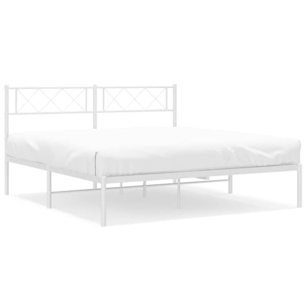 sengeramme med sengegavl 135x190 cm metal hvid