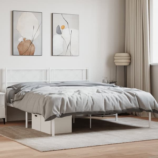 sengeramme med sengegavl 135x190 cm metal hvid