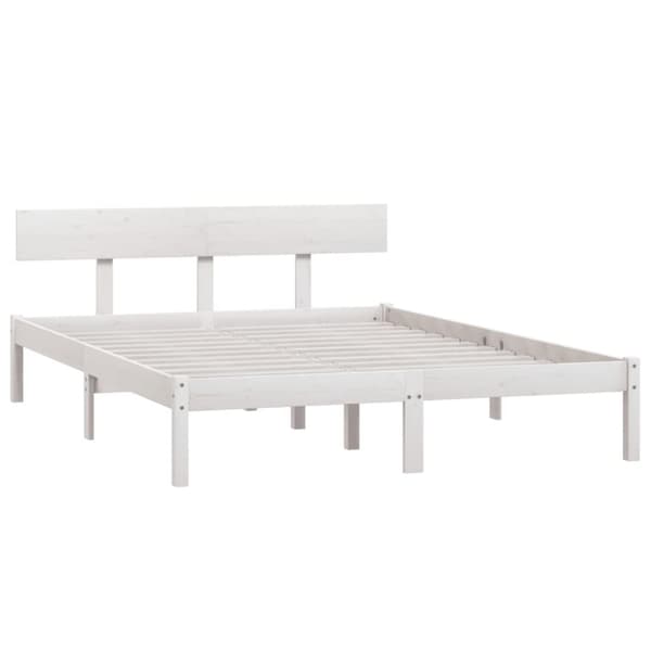 sengeramme 160x200 cm massivt fyrretræ hvid