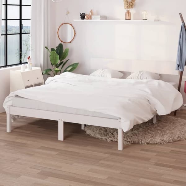 sengeramme 160x200 cm massivt fyrretræ hvid