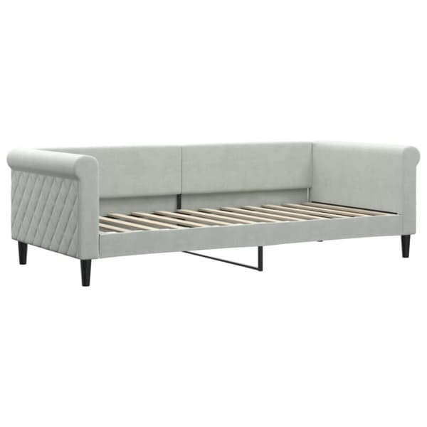 Dagbädd med madrass ljusgrå 90x200 cm sammet
