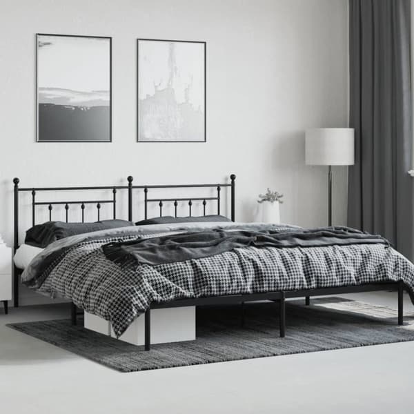 sengeramme med sengegavl 193x203 cm metal sort
