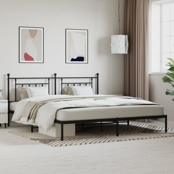 sengeramme med sengegavl 193x203 cm metal sort