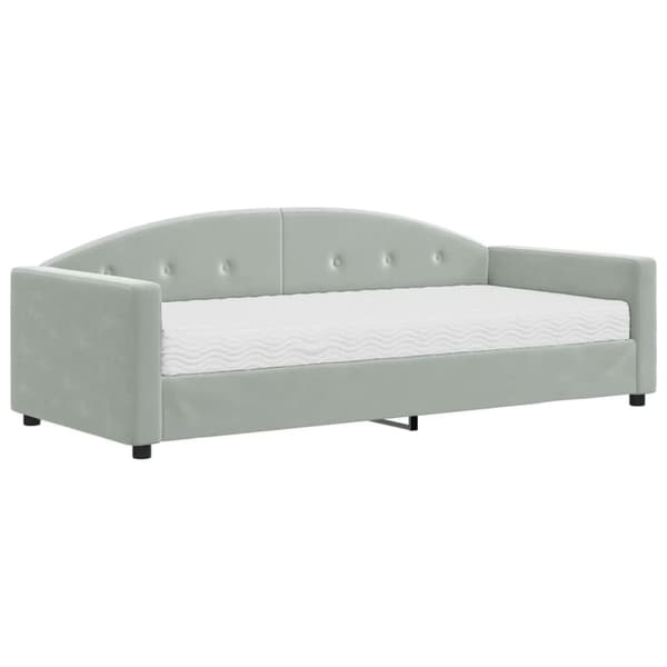 daybed med madras 90x200 cm velour lysegrå