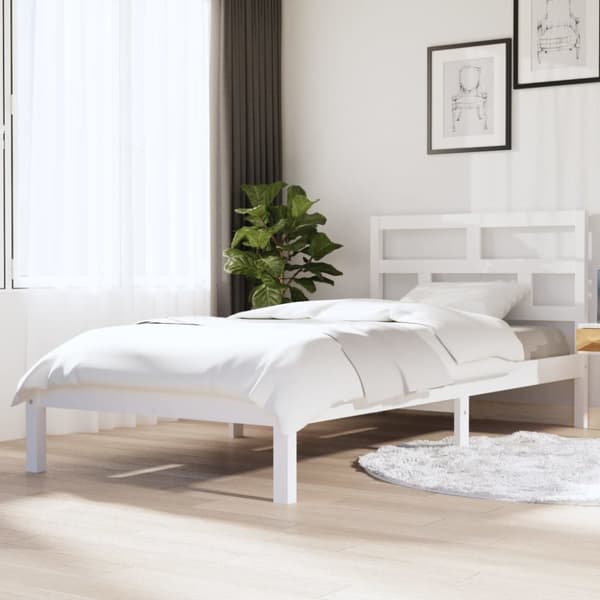 sengeramme 90x200 cm massivt fyrretræ hvid