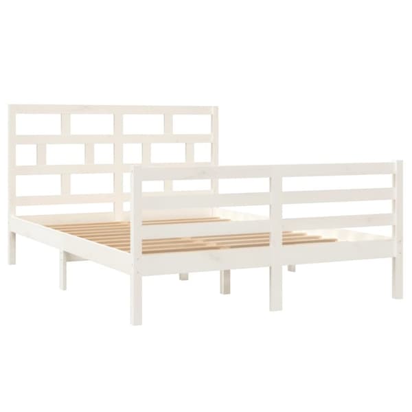 sengeramme 140x200 cm massivt fyrretræ hvid