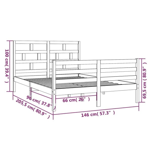 sengeramme 140x200 cm massivt fyrretræ hvid