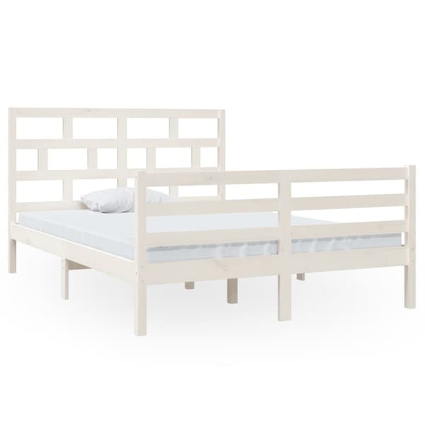 sengeramme 140x200 cm massivt fyrretræ hvid