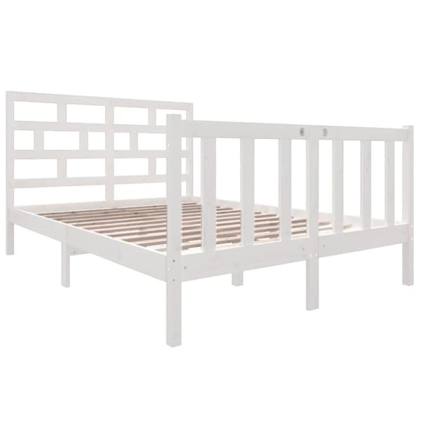 sengeramme 140x190 cm massivt fyrretræ hvid