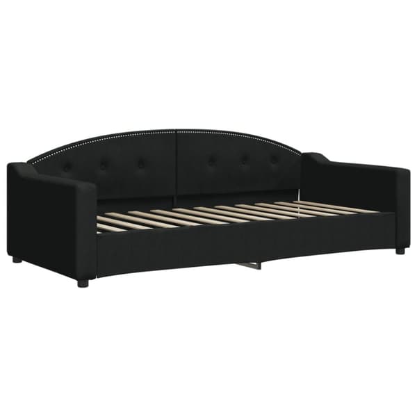 daybed med udtræk og madras 90x200 cm stof sort