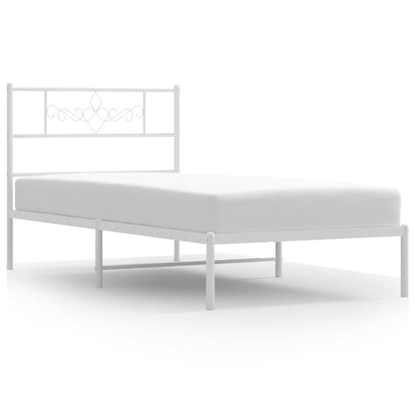 sengeramme med sengegavl 90x200 cm metal hvid