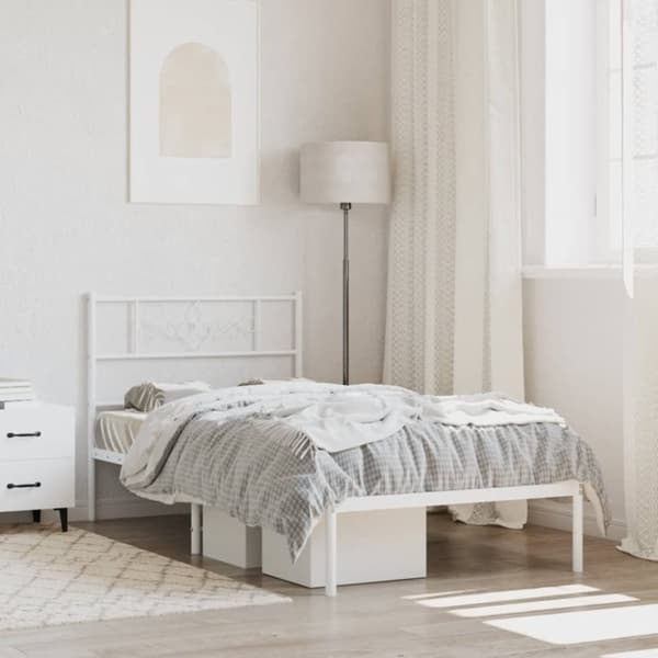 sengeramme med sengegavl 90x200 cm metal hvid
