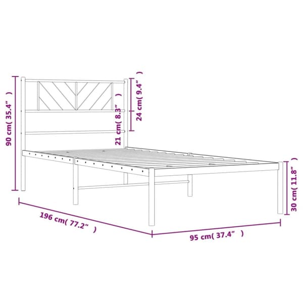 sengeramme med sengegavl 90x190 cm metal hvid