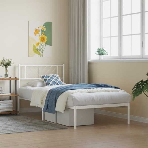 sengeramme med sengegavl 90x190 cm metal hvid