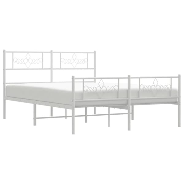 sengeramme med sengegavl og fodgærde 140x200 cm metal hvid