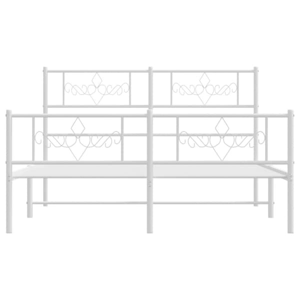 sengeramme med sengegavl og fodgærde 140x200 cm metal hvid