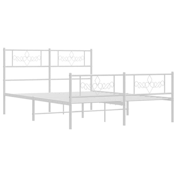 sengeramme med sengegavl og fodgærde 140x200 cm metal hvid