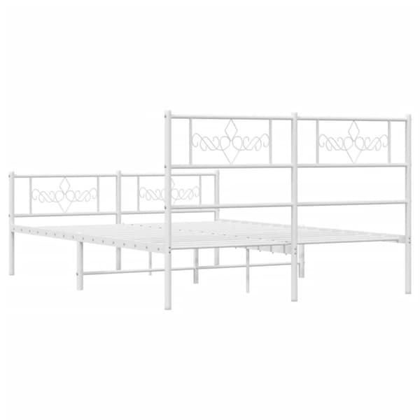 sengeramme med sengegavl og fodgærde 140x200 cm metal hvid