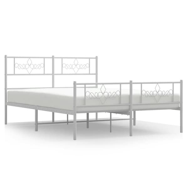 sengeramme med sengegavl og fodgærde 140x200 cm metal hvid