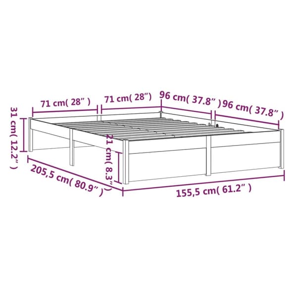 sengeramme 150x200 cm massivt træ