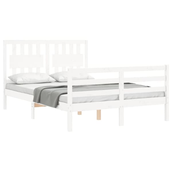 sengeramme med sengegavl 140x200 cm massivt træ hvid