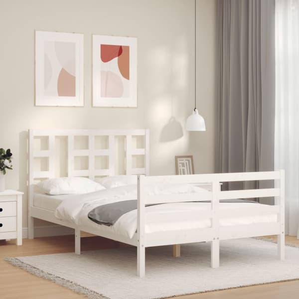 sengeramme med sengegavl 120x200 cm massivt træ hvid