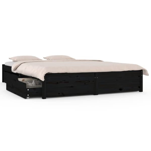 sengeramme med skuffer 140x190 cm dobbelt sort