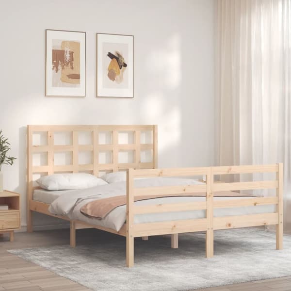 Sängram med huvudgavel 120x200 cm massivt trä