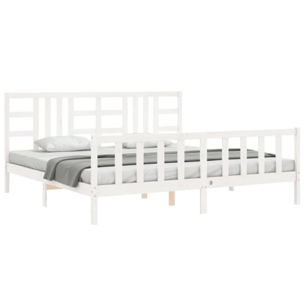 sengeramme med sengegavl 200x200 cm massivt træ hvid