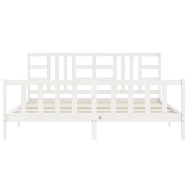 sengeramme med sengegavl 200x200 cm massivt træ hvid