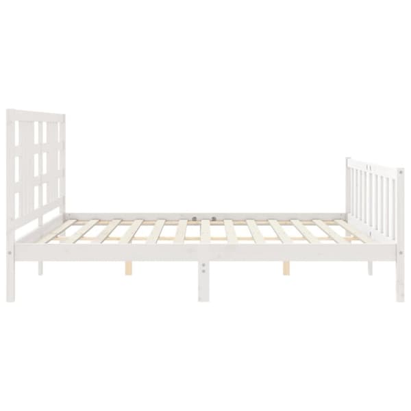 sengeramme med sengegavl 200x200 cm massivt træ hvid