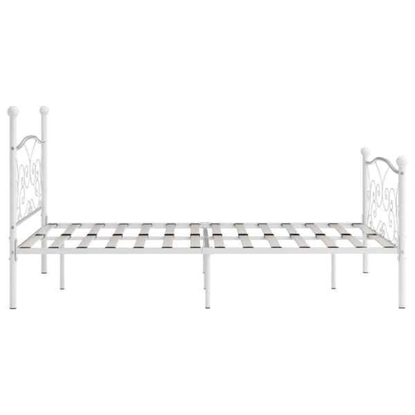 sengestel med lamelbund 120 x 200 cm metal hvid
