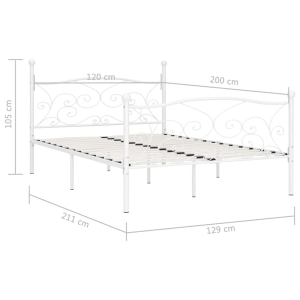 sengestel med lamelbund 120 x 200 cm metal hvid