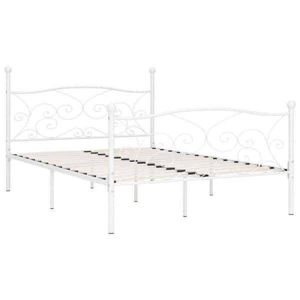sengestel med lamelbund 120 x 200 cm metal hvid