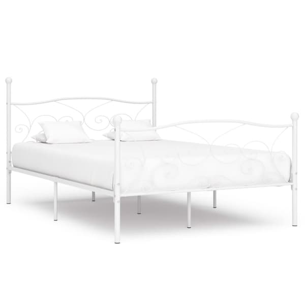 sengestel med lamelbund 120 x 200 cm metal hvid