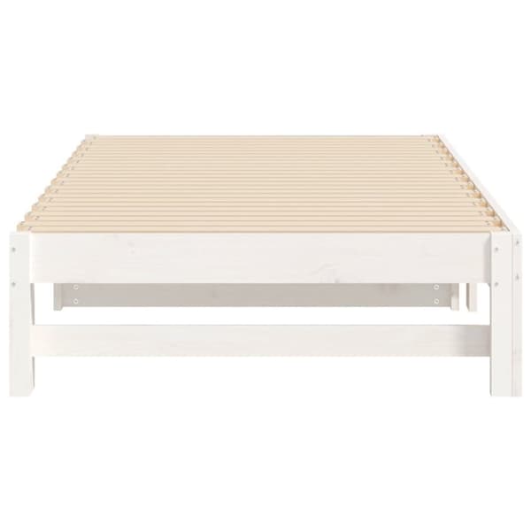 daybed med udtræk 2x(75x190) cm massivt fyrretræ hvid