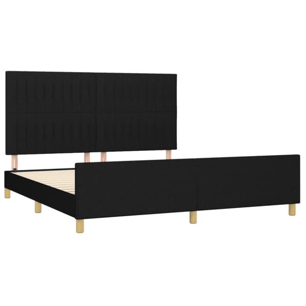 sengeramme med sengegavl 160x200 cm stof sort
