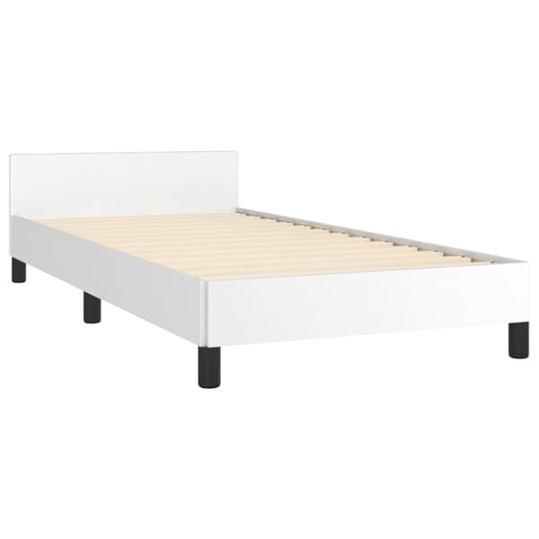 sengeramme med sengegavl 80x200 cm kunstlæder hvid